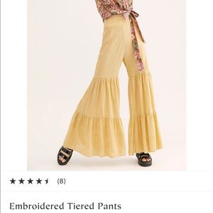 Free People Embroidered Tiered Pants